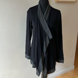 Tribal Open Front Black/Gray Colorblock Lightweight Sweatshirt Jacket Large